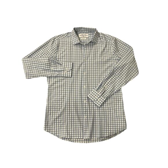 Mizzen+Main Leeward Mens L Shirt Blue Gingham Stretch Wrinkle Free TRIM FIT EUC - Picture 5 of 5